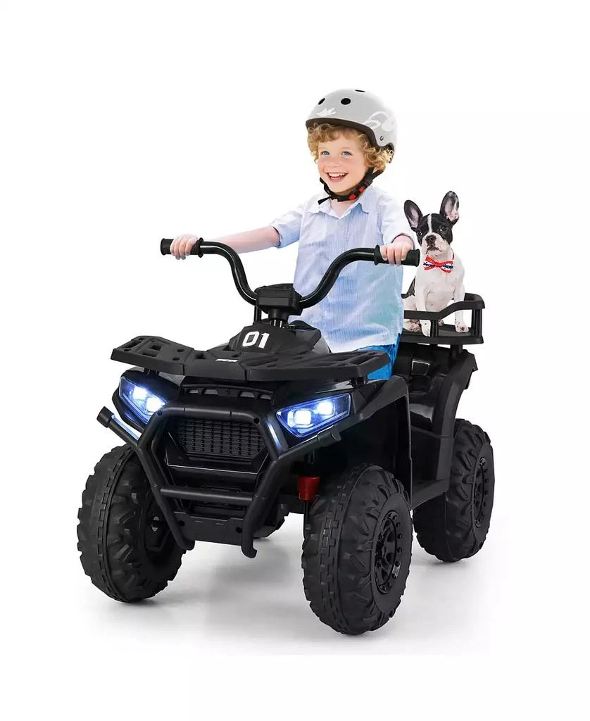 Mecale 24V Kids Ride on Electric ATV Quad Car with Realistic Sounds and LED Lights-Black