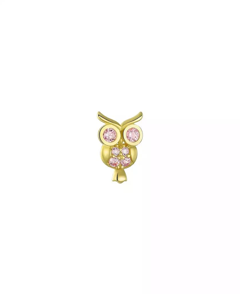 Bling Jewelry Tiny Pink CZ Lucky Wise Owl Bird Helix Cartilage Ear Lobe Piercing Daith 1 Piece Stud Earring Cubic Zirconia14K Yellow Gold Screw back 2