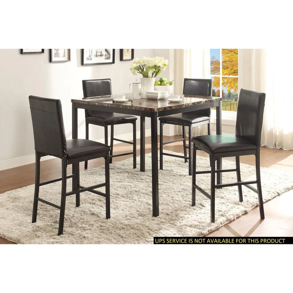 Streamdale Furniture Streamdale Black Metal Dining Set w/ Faux Marble 
Counter Height Chairs
