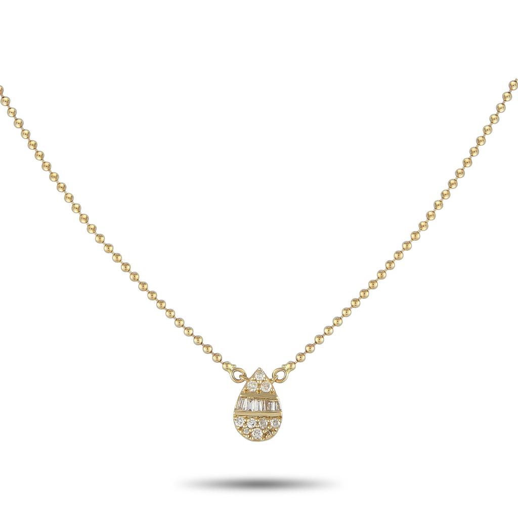 LB Exclusive 14K Yellow Gold 0.11ct Diamond Pendant Necklace NK02101-Y