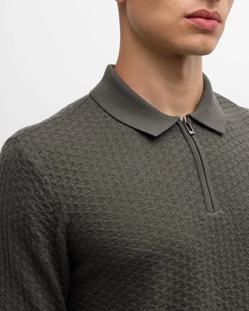 Emporio Armani Men's Textured Quarter-Zip Polo Sweater 5