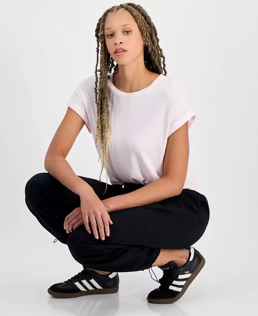 Hippie Rose Juniors' Cuffed Short-Sleeve Tee