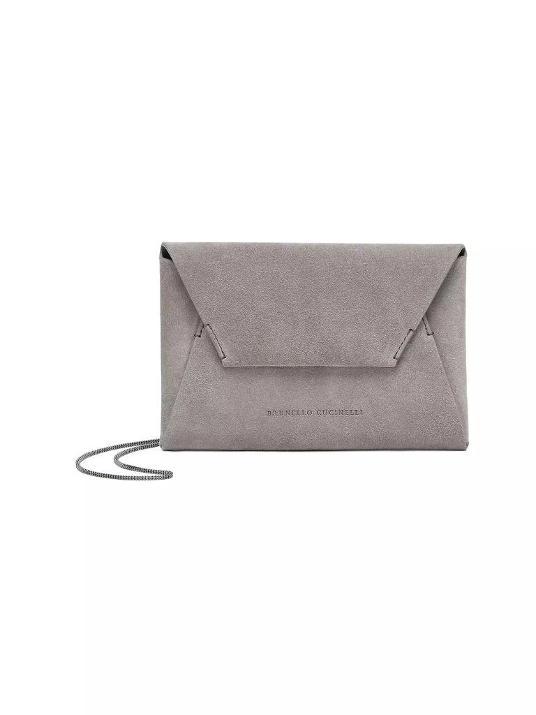 Brunello Cucinelli Duo Pochette in Suede with Precious Chain 1