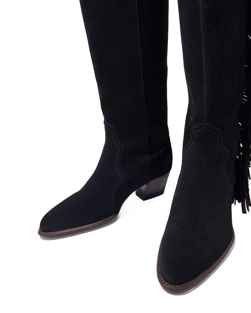 Maje Women's Fringed Suede Cowboy Boots 7
