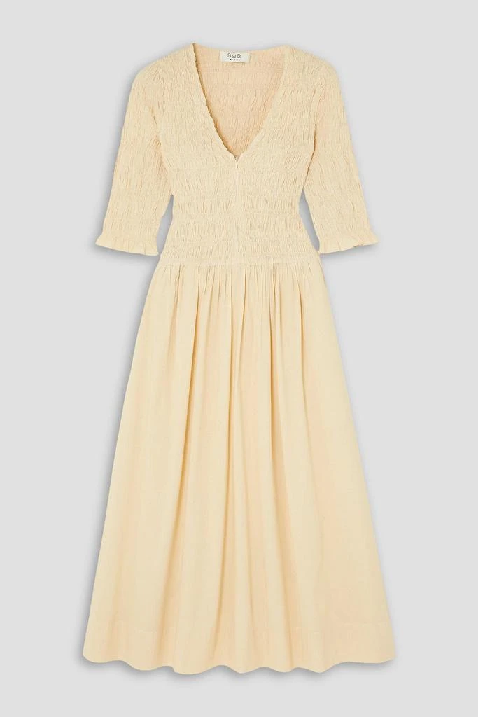 Sea Juni smocked cotton midi dress 1