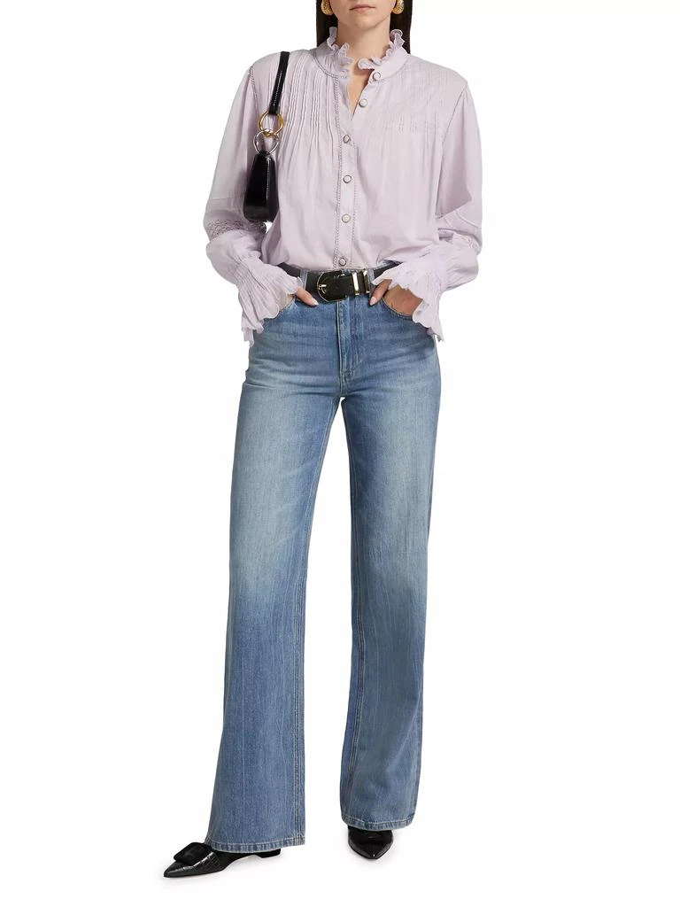 Farm Rio Pintuck Cotton Stand-Collar Blouse 2