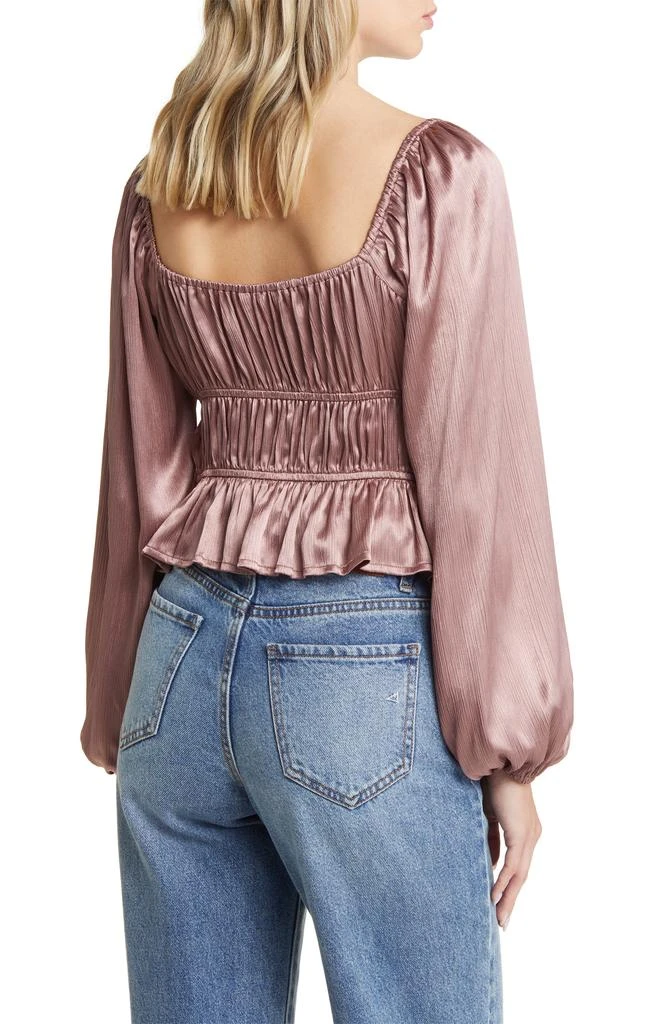 All in Favor Long Sleeve Textured Satin Top 2
