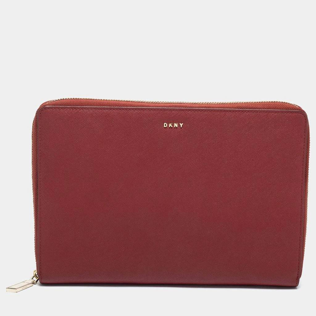 DKNY DKNY Red Leather Large Bryant Zip Around Clutch 1