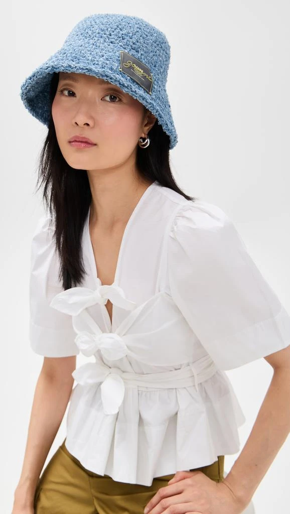 Ganni Denim Hand Knit Bucket Hat 2