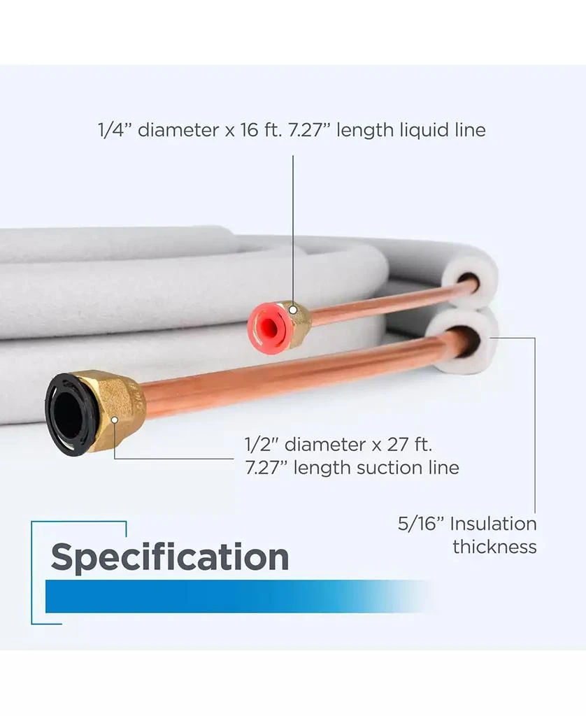 Black & Decker BLACK+DECKER 24.6 Ft. Refrigerant Line Set with Copper Flared Fittings, 1/4” & 1/2", BSAK3, Compatible with BSA1215MC Inverter Mini Split Air Conditioner 2