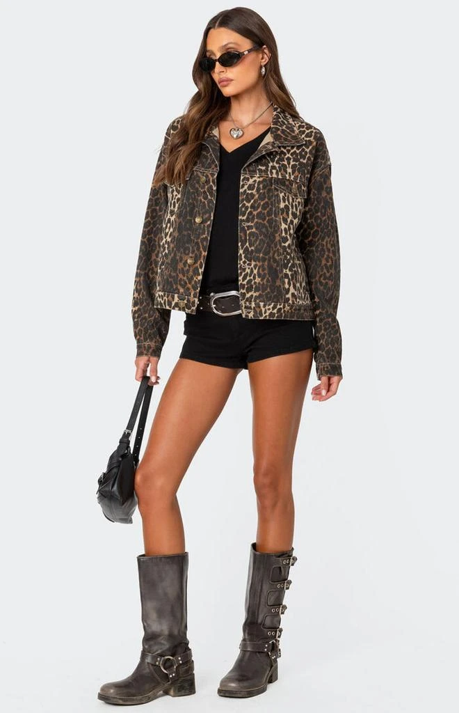 Edikted Leopard Print Denim Jacket 2