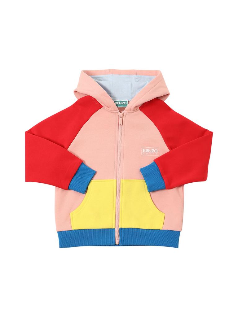 KENZO KIDS Color Block Cotton Zip-up Hoodie