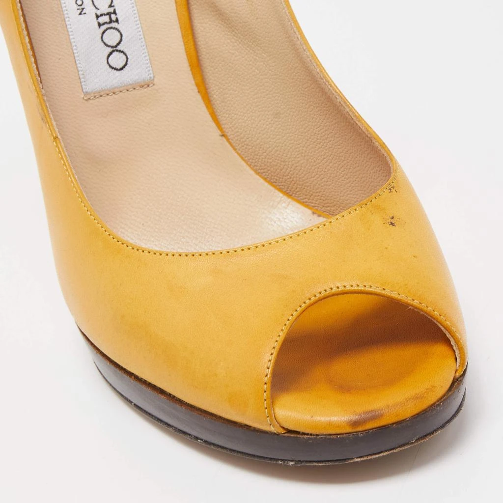 Jimmy Choo Jimmy Choo Yellow Leather Peep Toe Slingback Pumps Size 39.5 8