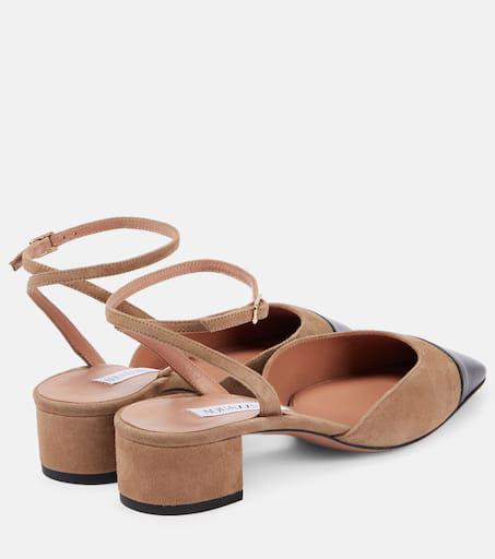 Aquazzura French Flirt 35 leather-trimmed suede pumps