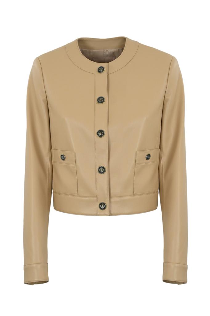 TWINSET Nappa Effect Jacket With Oval-t Buttons