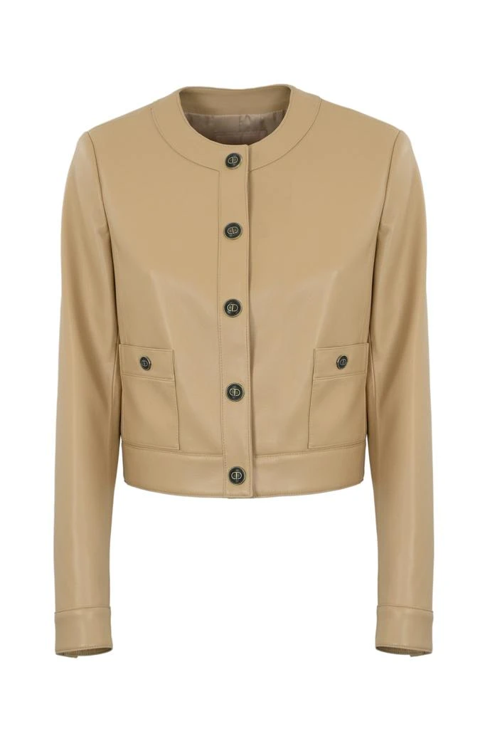 TwinSet Nappa Effect Jacket With Oval-t Buttons 1