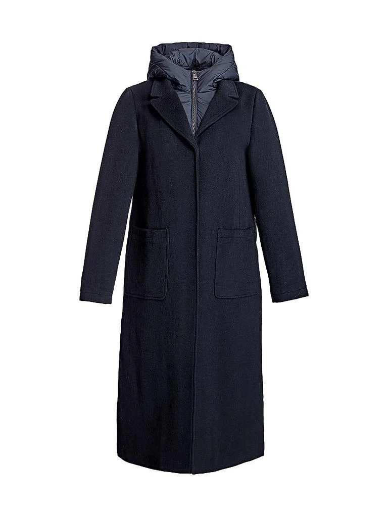 Maximilian Long Wool Blend Hooded Puffer