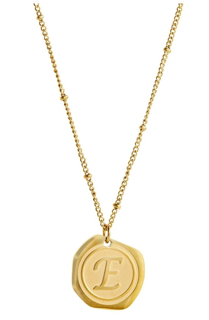 Savvy Cie Jewels 22K Yellow Gold Plated Stainless Steel Coin Initial Necklace 6