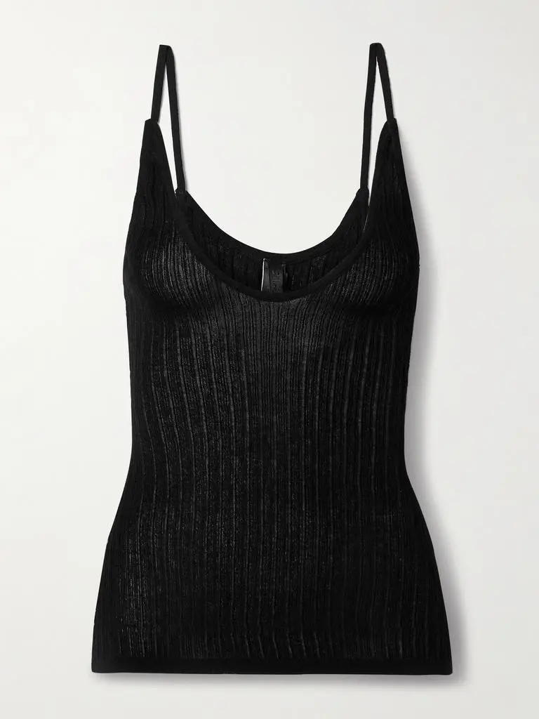 SKIMS Sheer Knit Plunge Tank - Onyx