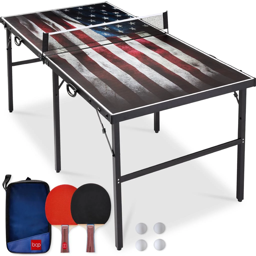Best Choice Products 6x3ft Portable Ping Pong Table Game Set, Folding Indoor Outdoor Table Tennis w/ 2 Paddles, Balls 14