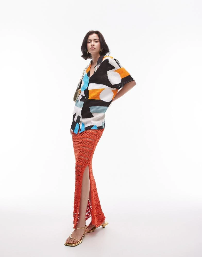 Topshop Topshop resort shirt in block star print 3