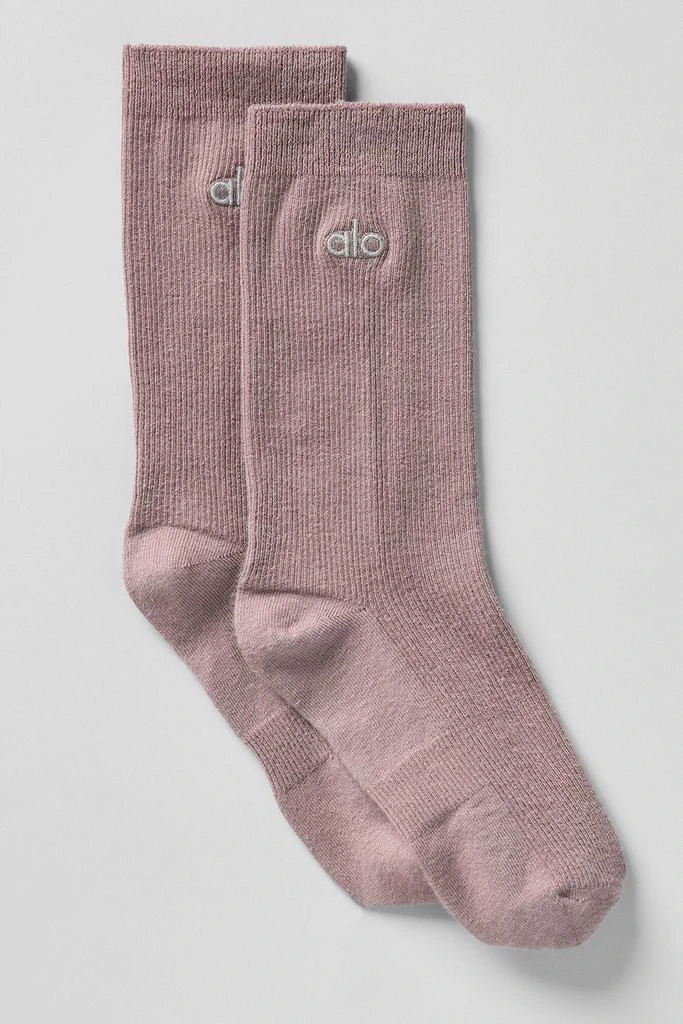 Alo Unisex Half-Crew Understated Sock - Mushroom 1