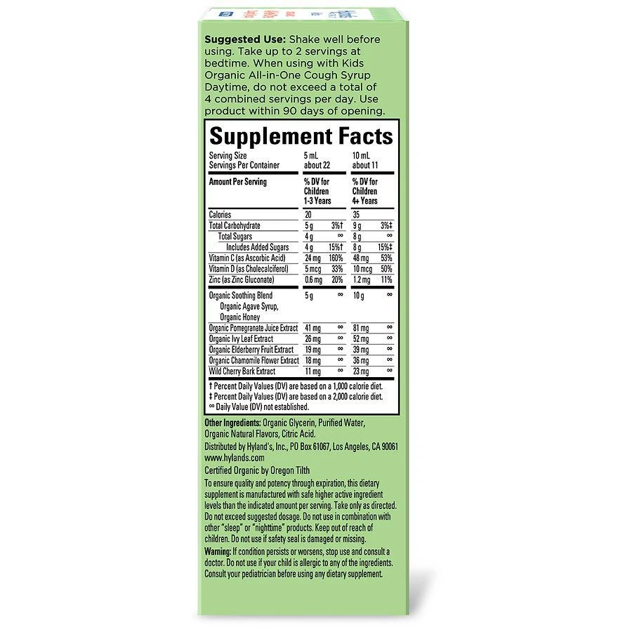 Hyland
s Naturals Kids Organic All-in-One Cough Nighttime 4