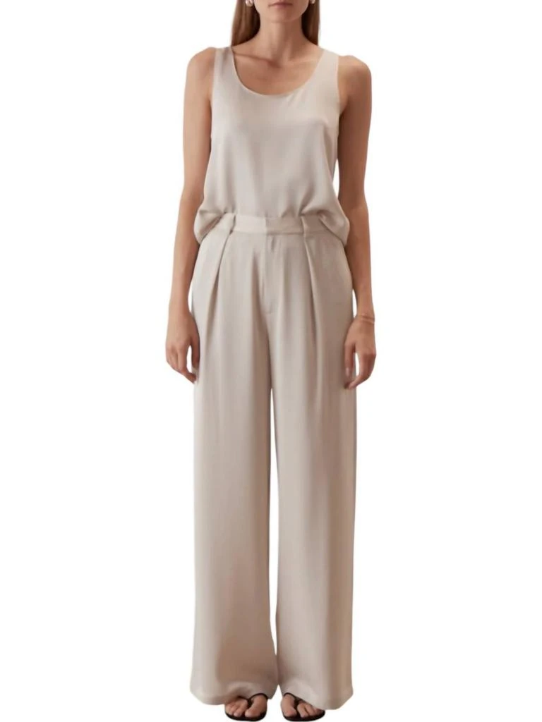Sophie Rue Jennie Satin Wide Leg Trouser Pants In Cream 1