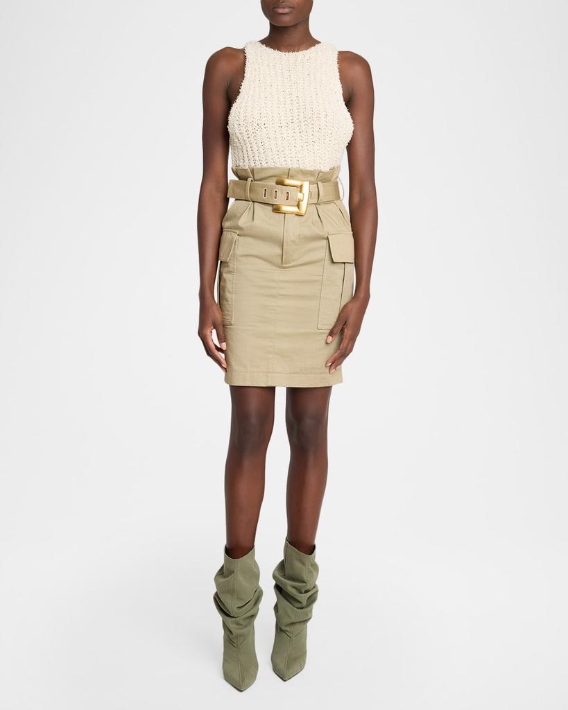 Balmain Belted Cargo Pencil Skirt