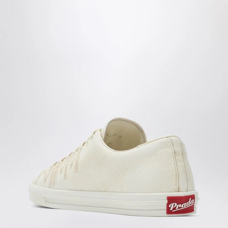 Prada Talc-coloured leather sneakers 4