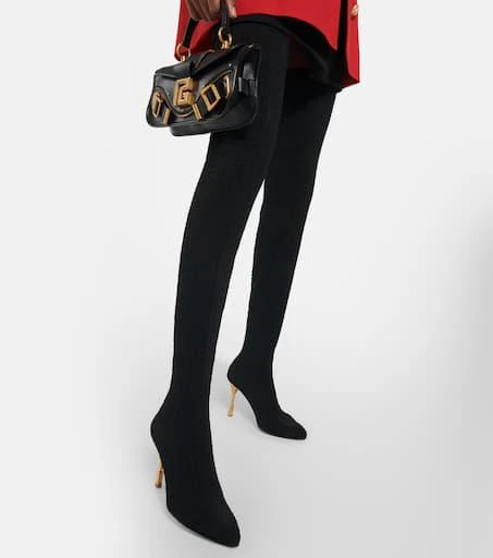 Balmain Moneta monogram mesh over-the-knee boots 7