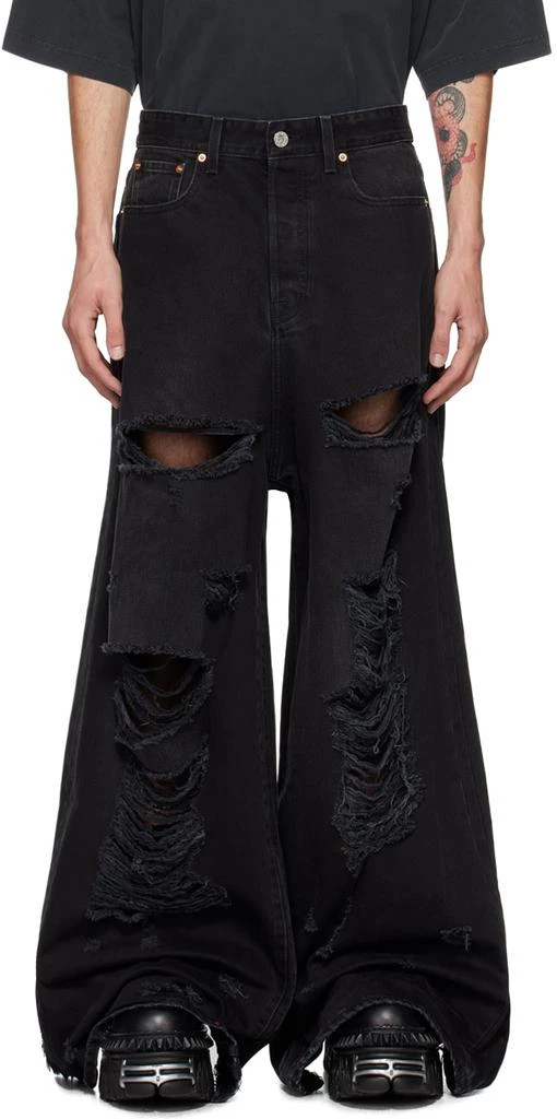Vetements Black Ripped Big Shape Jeans 1