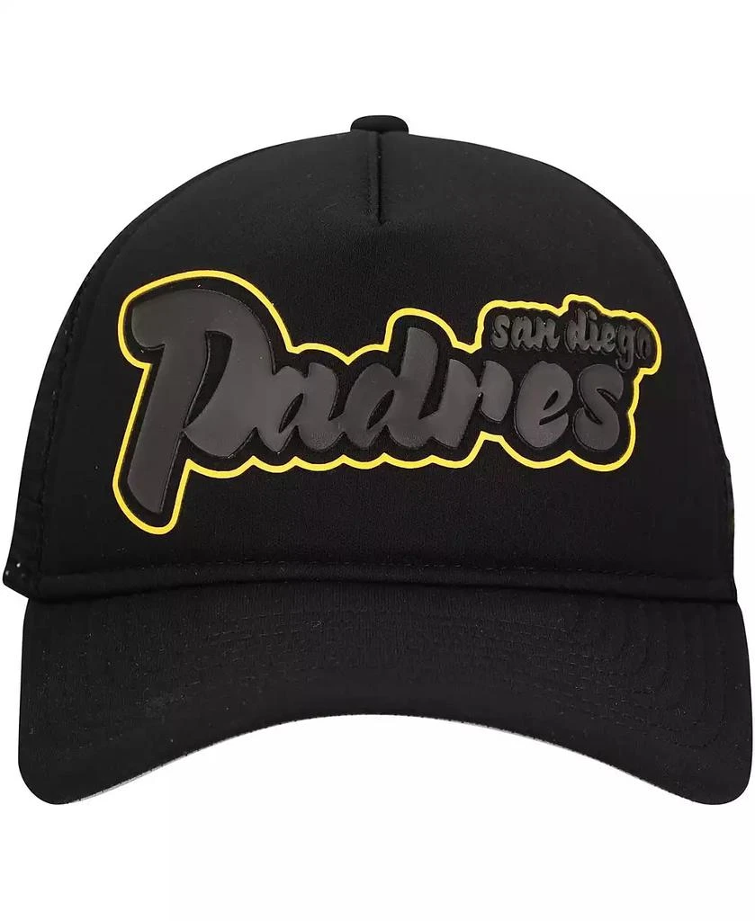 New Era Men's Black San Diego Padres Retro Bold A-Frame Trucker 9FORTY Adjustable Hat 5