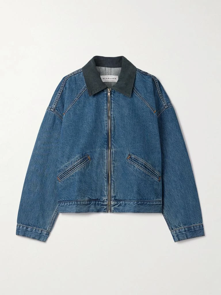 SLVRLAKE Camden Corduroy-trimmed Denim Jacket - Mid denim