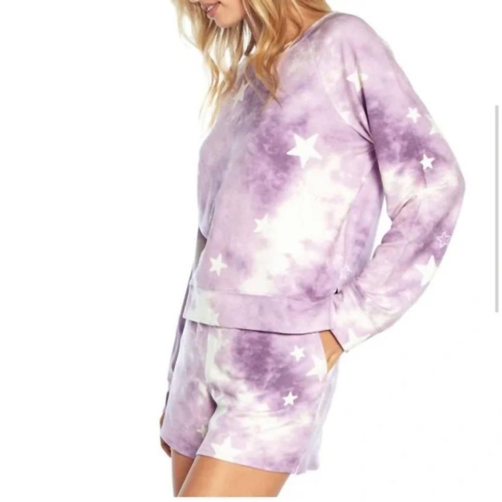 Wildfox Tie Dye Stars Sweatshirt In Purple & White