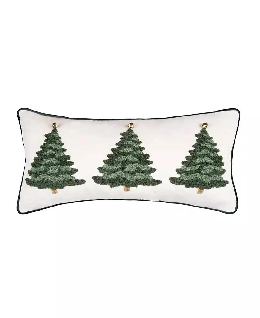 C&F Home Flocked Evergreen Trees Embellished Christmas Accent Pillow 12" x 24"