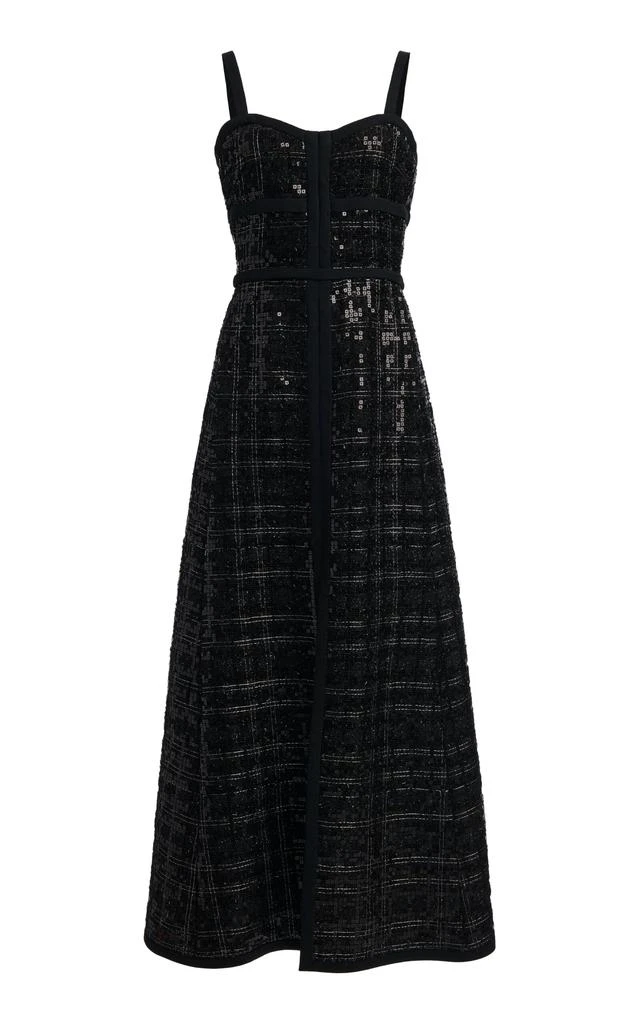 chinese dress ladies Julia Boutique Tweed Camisole Dress [24502 Long Length Maxi Length Tight Women's Black Black ] main image 1