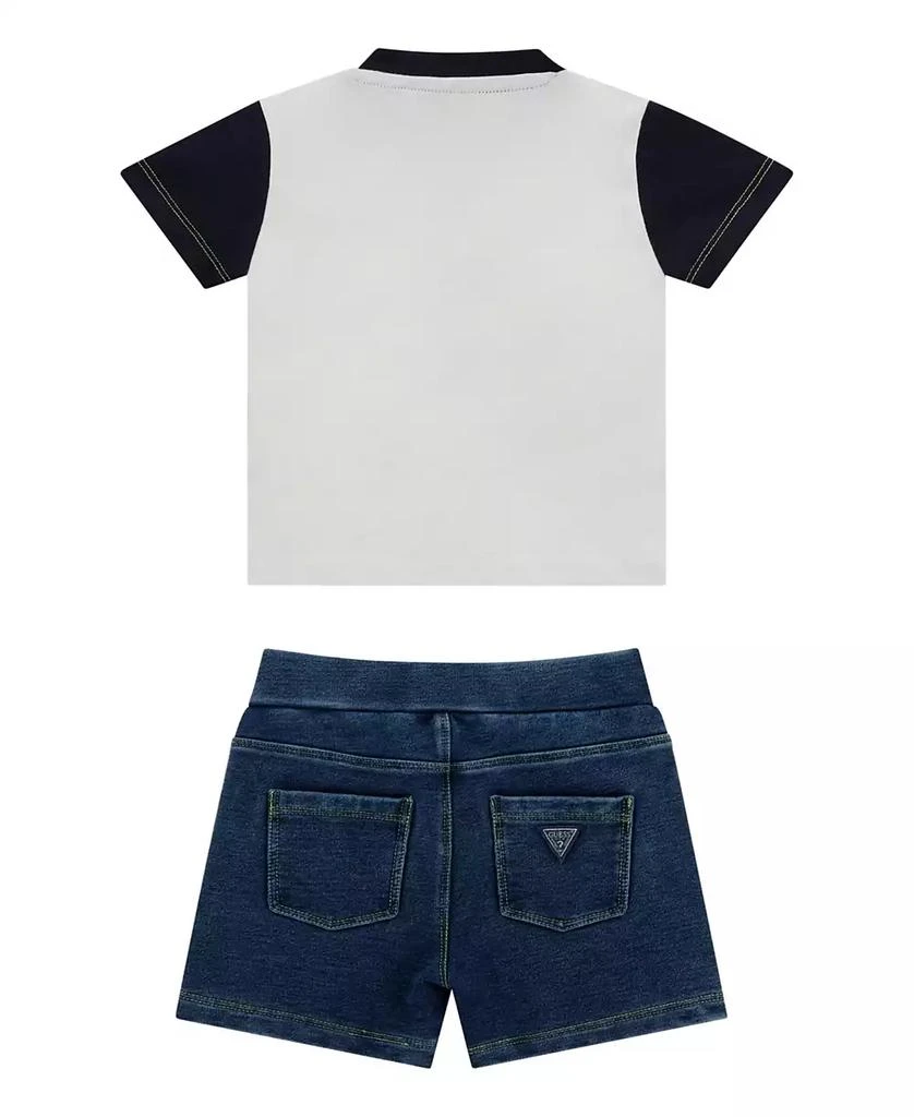 GUESS Baby Boys Short Sleeve T-Shirt and Knit Denim Shorts, 2-Piece Set 2