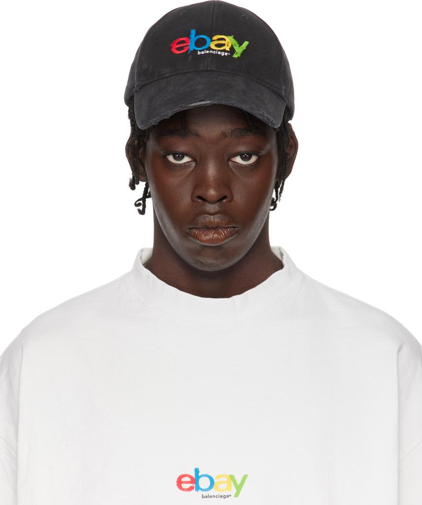 キャップ BALENCIAGA BLACK COTTON CAP Shop Black eBay Edition Cotton Cap on Sale at BeyondStyle
