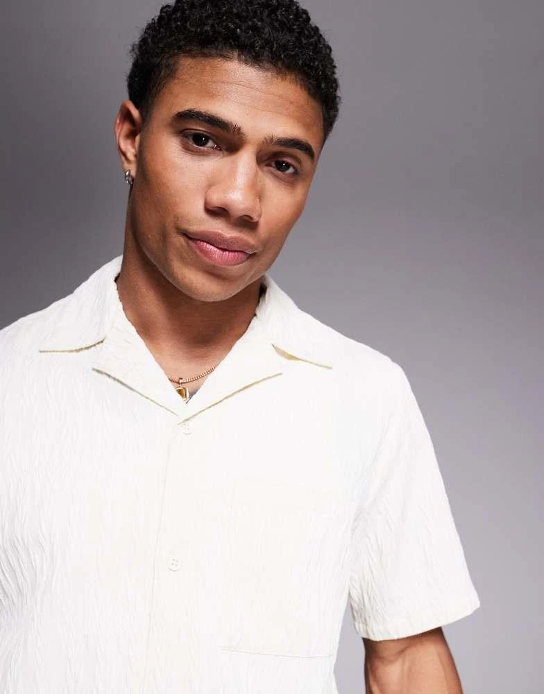 South Beach South Beach textured short sleeve beach shirt in cream 2