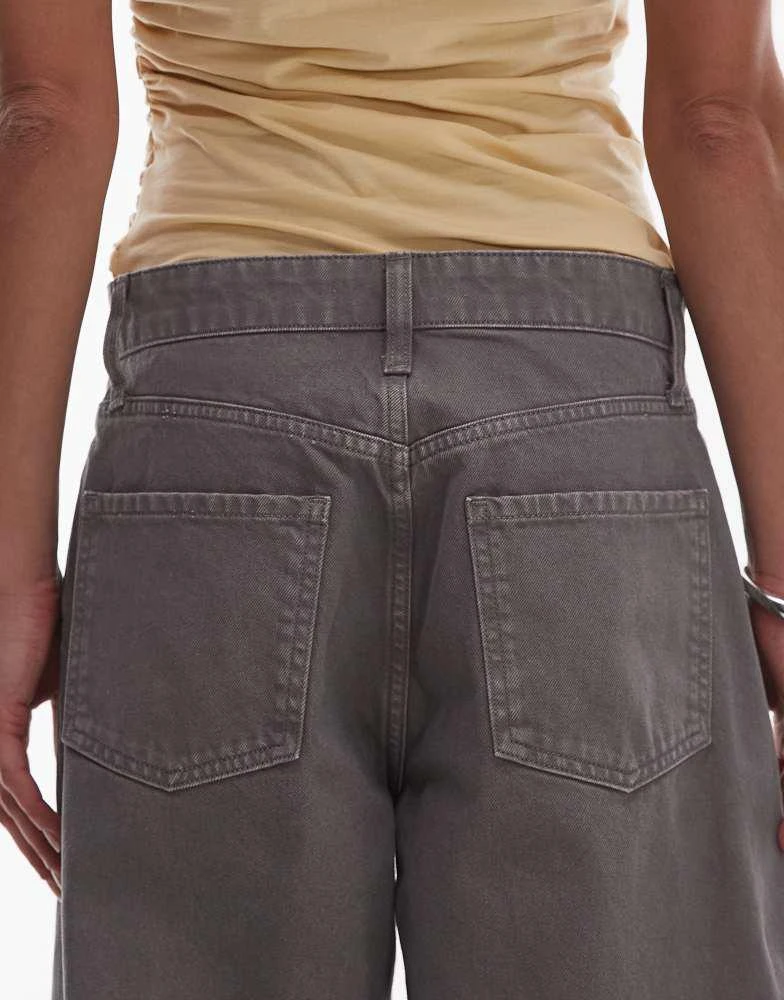 Mango Mango zip front baggy jean in grey 4