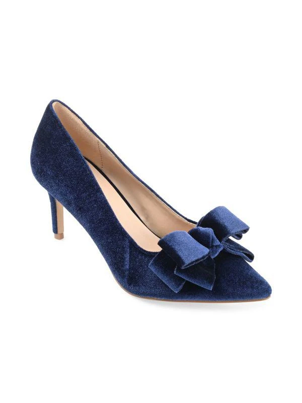 JOURNEE Crystol 70MM Bow Velvet Stiletto Pumps 3
