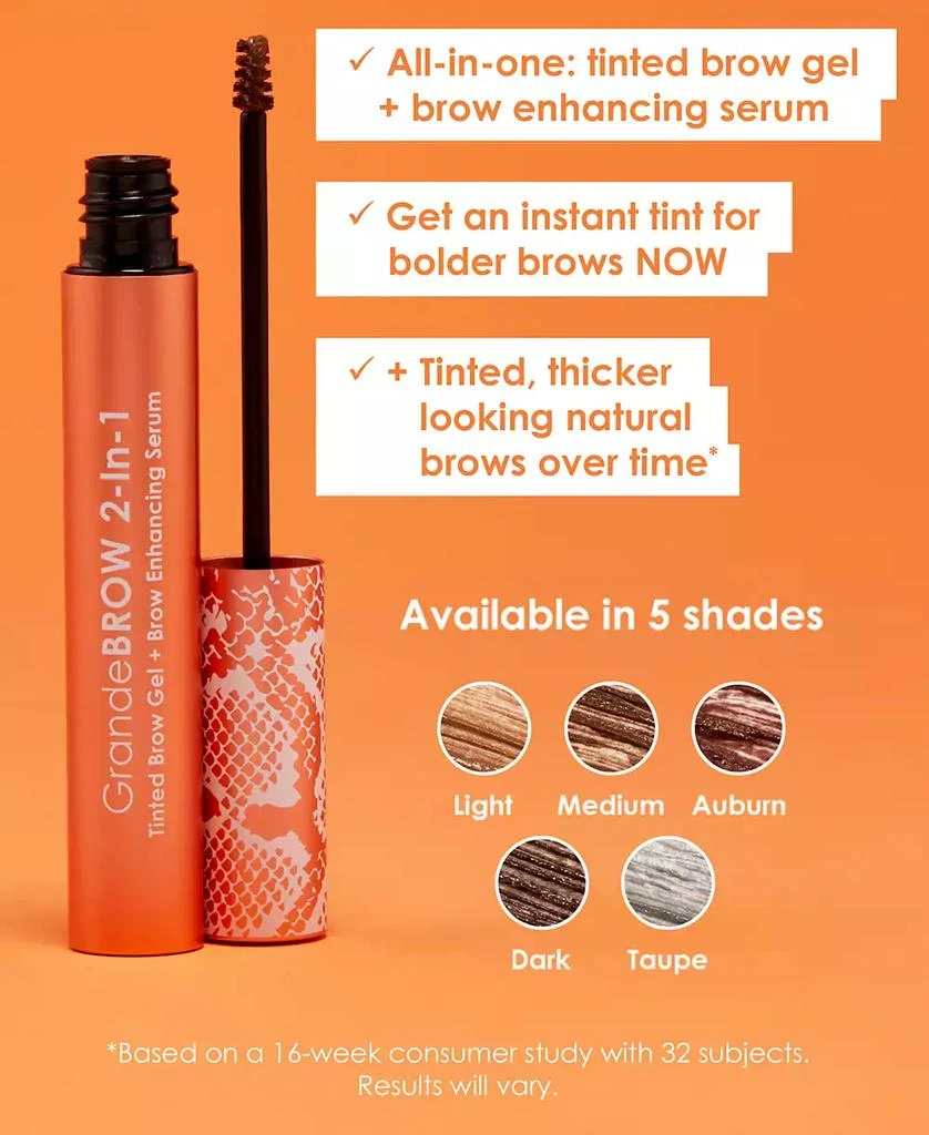 Grande Cosmetics Travel-Size GrandeBROW 2-In-1 Tinted Brow Gel + Brow Enhancing Serum, 0.02 oz. 2