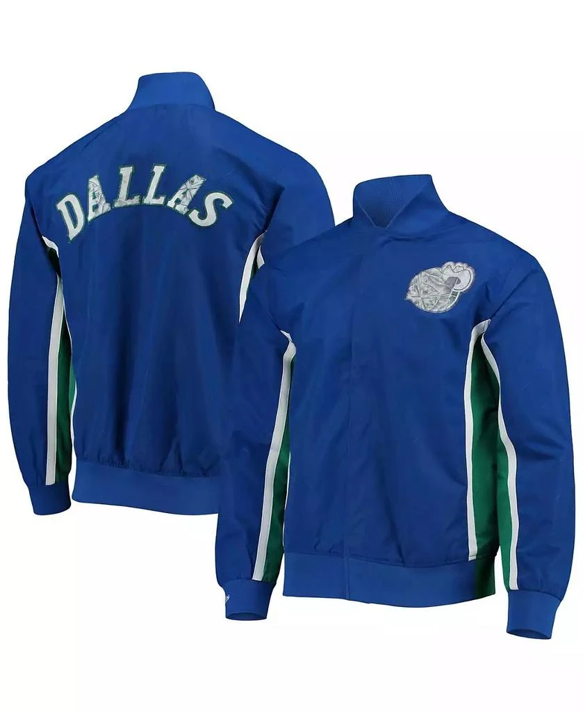 Mitchell & Ness Men's Dallas Mavericks Blue Hardwood Classics 75th Anniversary Authentic Warmup Full-Snap Jacket 2