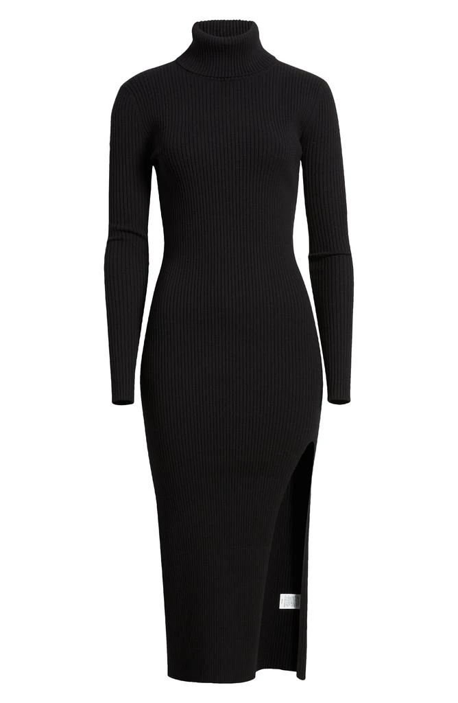 Open Edit Rib Long Sleeve Turtleneck Sweater Dress 6