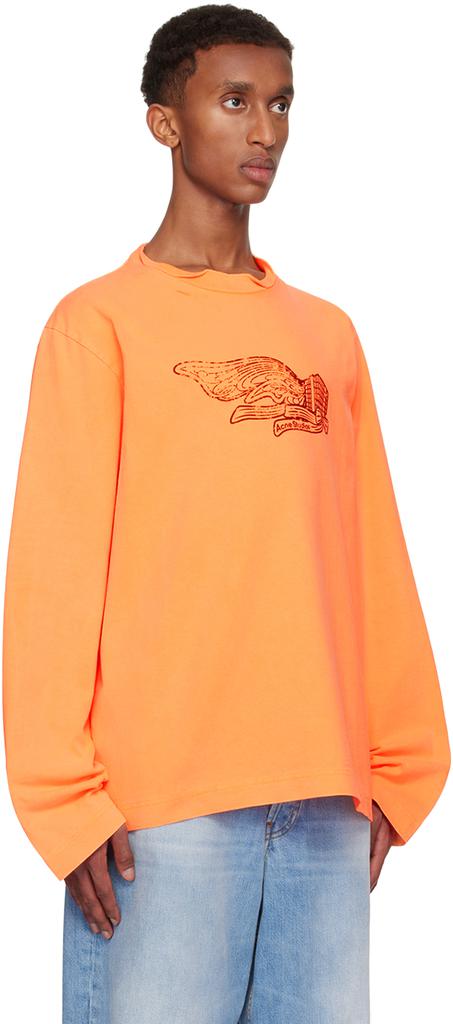 Acne Studios Orange Printed Long Sleeve T-shirt - T-Shirts - Free