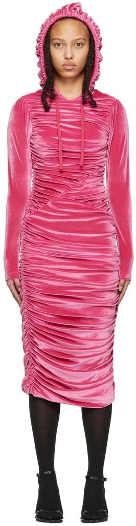 HOOD BY AIR Pink Ruched Mid-Length Dress 1