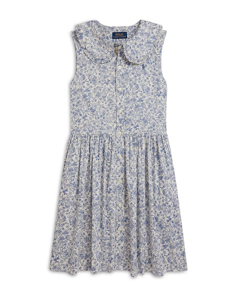 Ralph Lauren Girls' Floral Slub Cotton Shirtdress - Little Kid, Big Kid