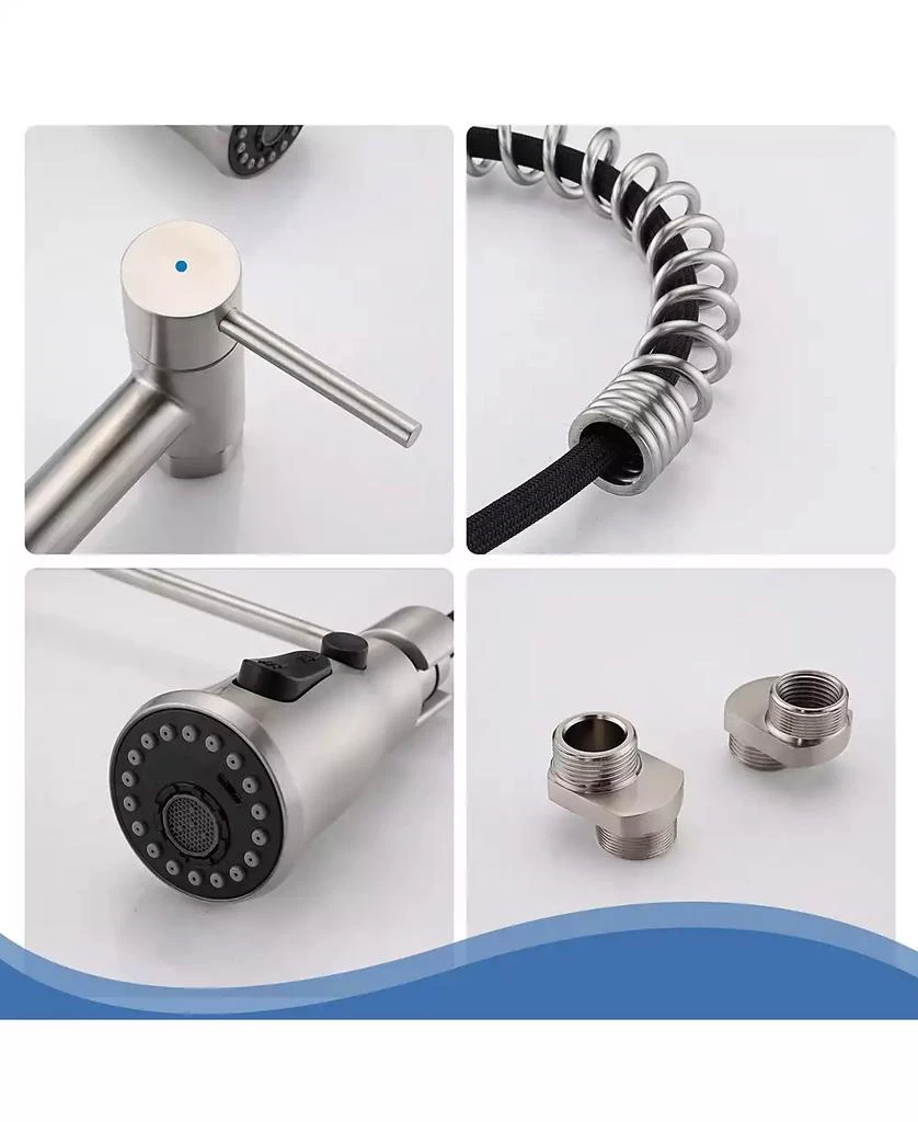 Flynama 3 Functions Wall Mounted Bridge Kitchen Faucet 5