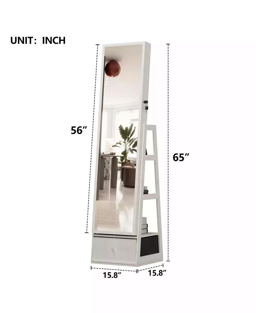 Streamdale Furniture 360° Swivel Jewelry Cabinet with Full Length Mirror 2